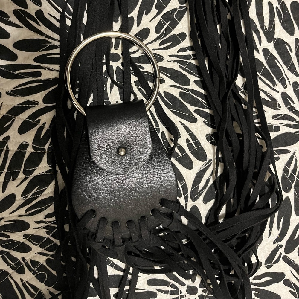 90s fringe belt leather